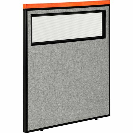 INTERION BY GLOBAL INDUSTRIAL Interion Deluxe Office Partition Panel with Partial Window, 36-1/4inW x 43-1/2inH, Gray 694758WGY